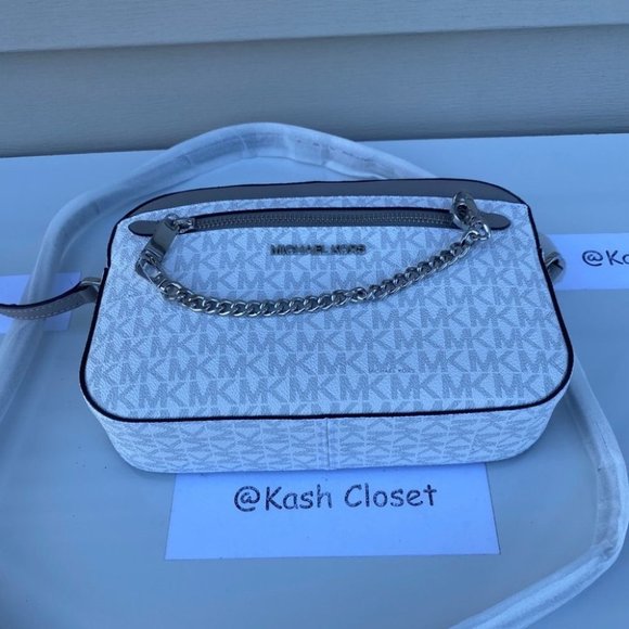 Michael Kors Chain Crossbody Purse Jet set Item Large EW Zip Bright White - Picture 8 of 8